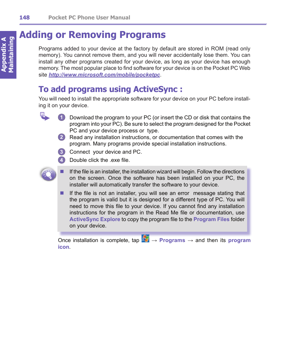 Adding or removing programs | i-mate PDA2K EVDO User Manual | Page 148 / 176