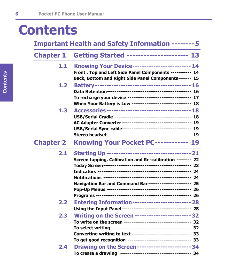 i-mate PDA2K EVDO User Manual | Page 6 / 176