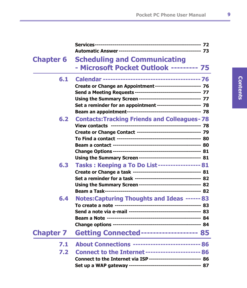 Chapter 7 getting connected | i-mate PDA2K EVDO User Manual | Page 9 / 176
