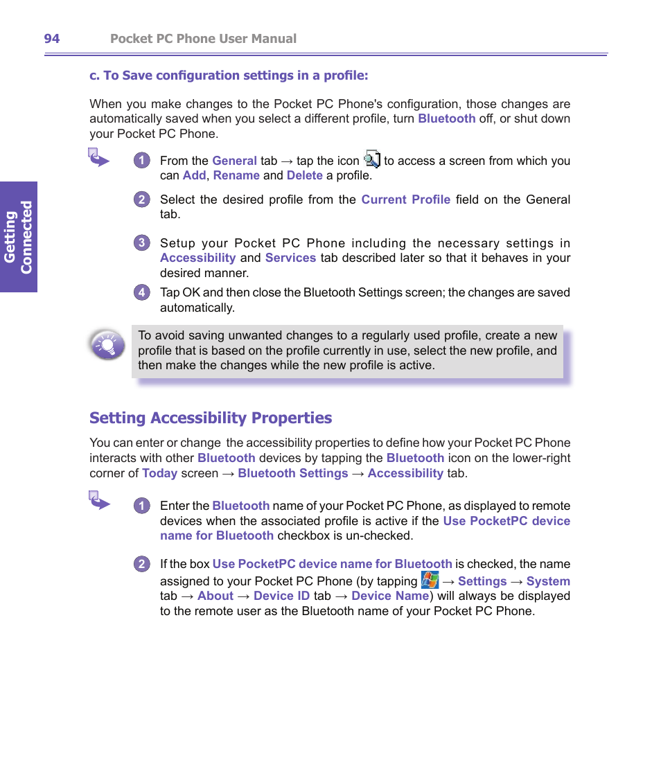 Setting accessibility properties | i-mate PDA2K EVDO User Manual | Page 94 / 176