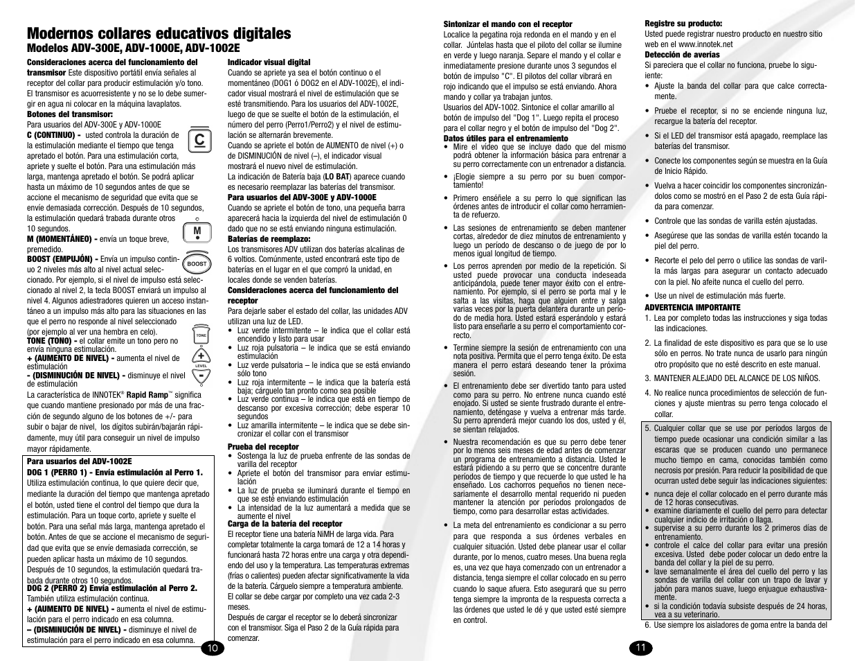 Modernos collares educativos digitales | Innotek Digital Advanced Trainers ADV-1002E User Manual | Page 6 / 14