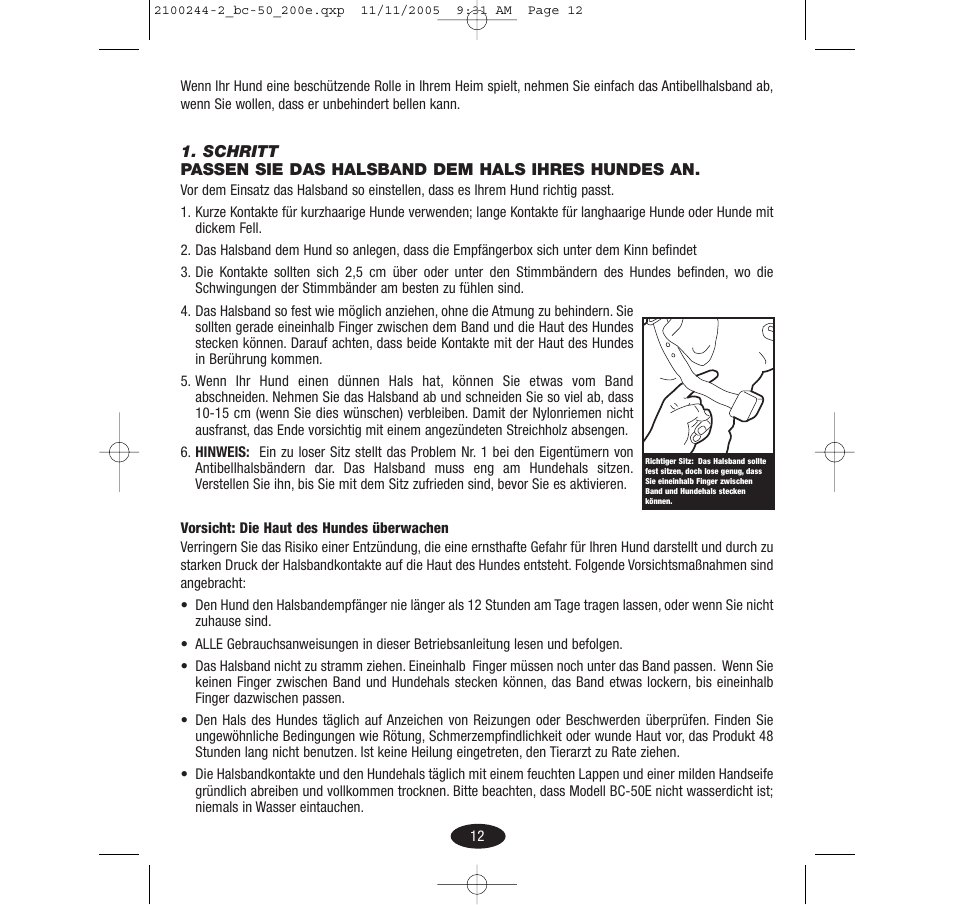 Innotek Automatic No-bark Collar BC-50E User Manual | Page 12 / 48