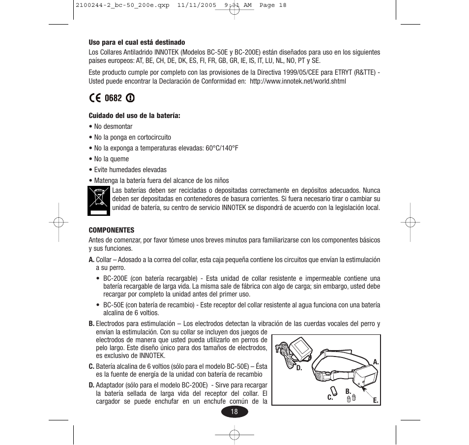 Innotek Automatic No-bark Collar BC-50E User Manual | Page 18 / 48