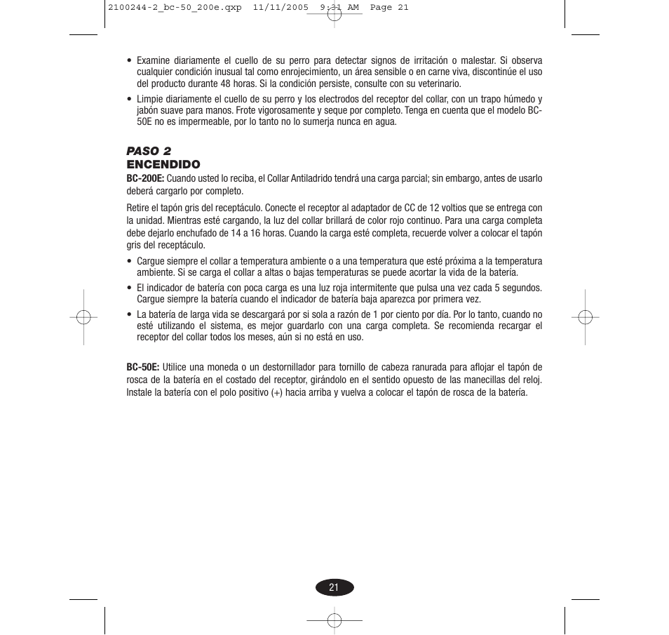 Innotek Automatic No-bark Collar BC-50E User Manual | Page 21 / 48
