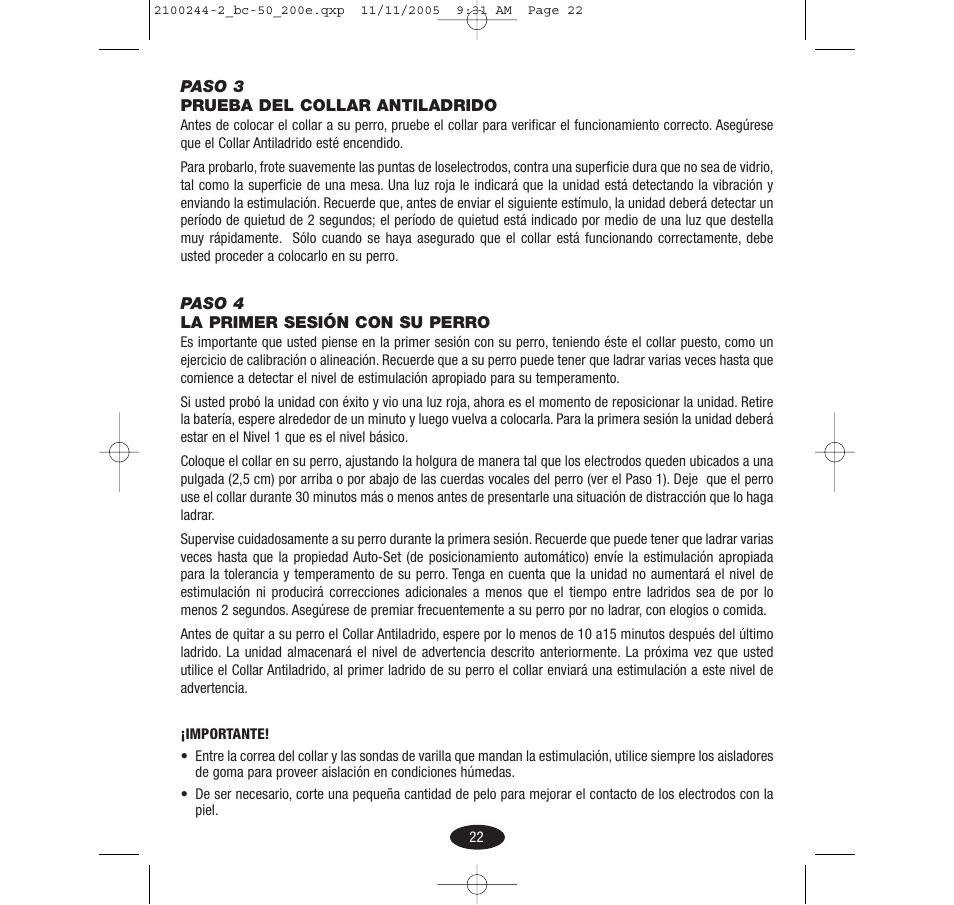 Innotek Automatic No-bark Collar BC-50E User Manual | Page 22 / 48