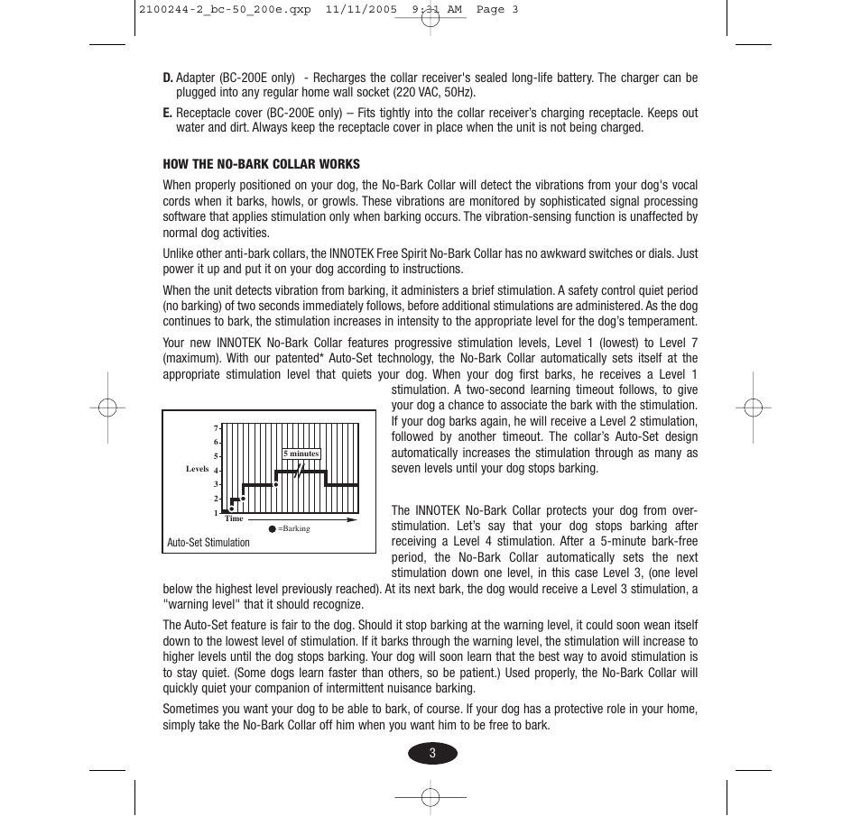 Innotek Automatic No-bark Collar BC-50E User Manual | Page 3 / 48