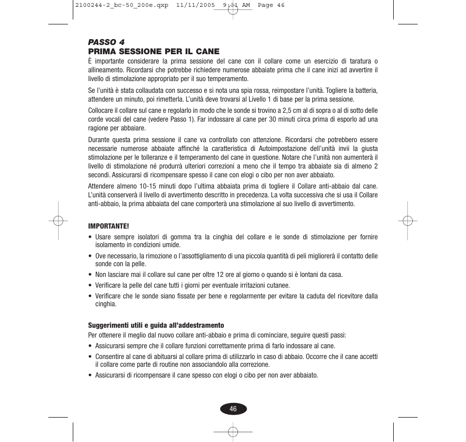 Innotek Automatic No-bark Collar BC-50E User Manual | Page 46 / 48