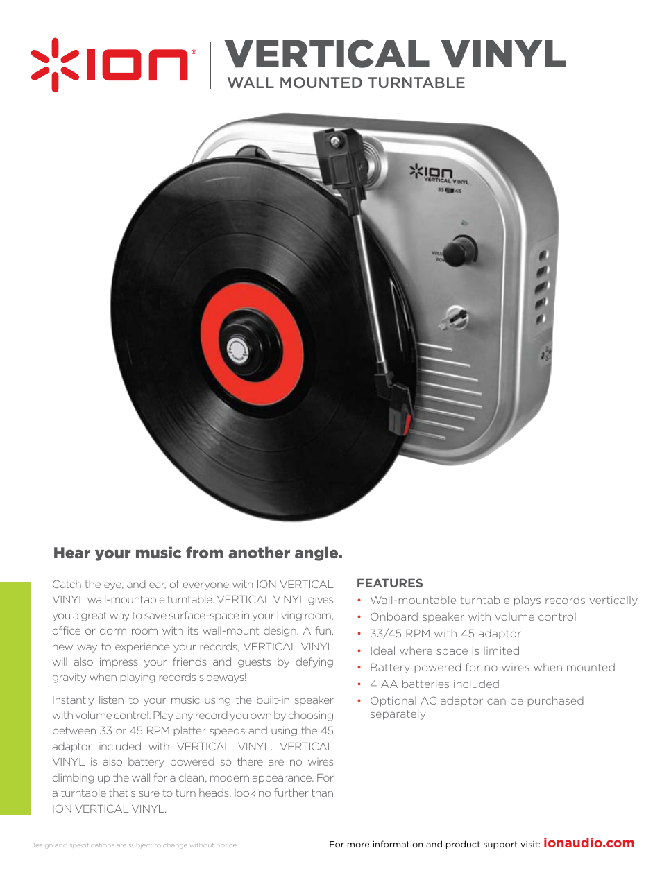 ION VERTICAL VINYL User Manual | 1 page
