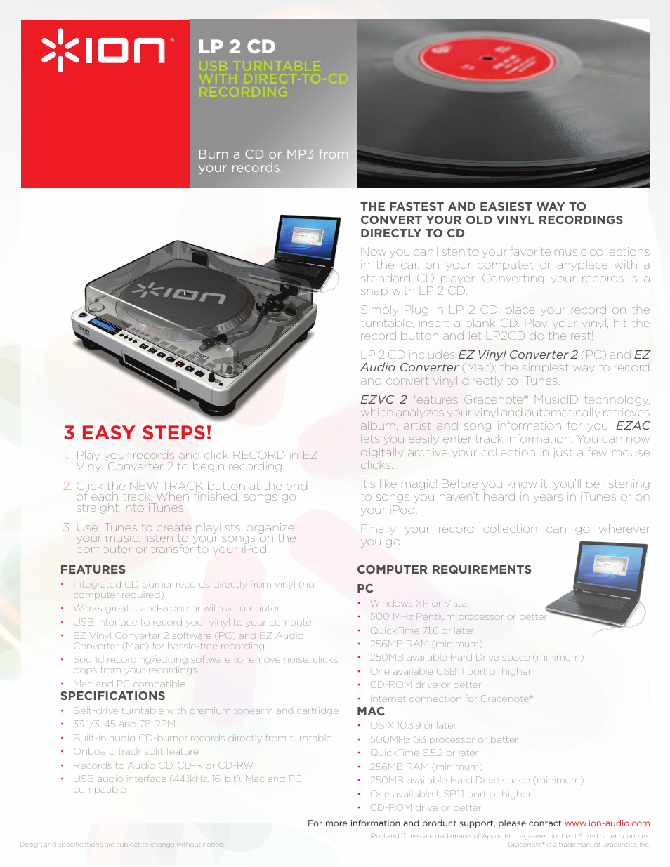 ION FLASH SD LP 2 CD User Manual | 1 page