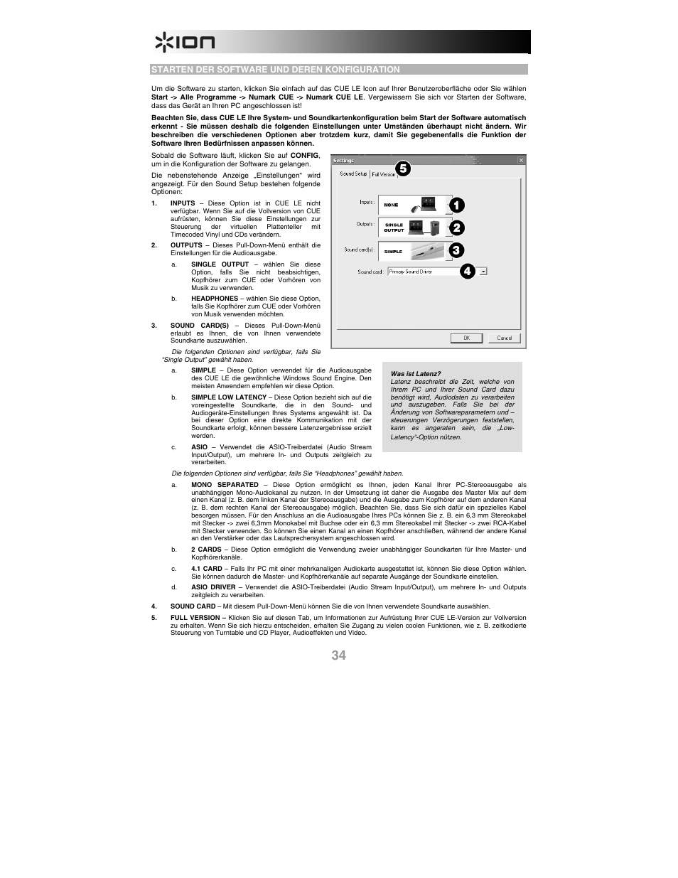 Starten der software und deren konfiguration | ION iCUE User Manual | Page 34 / 56