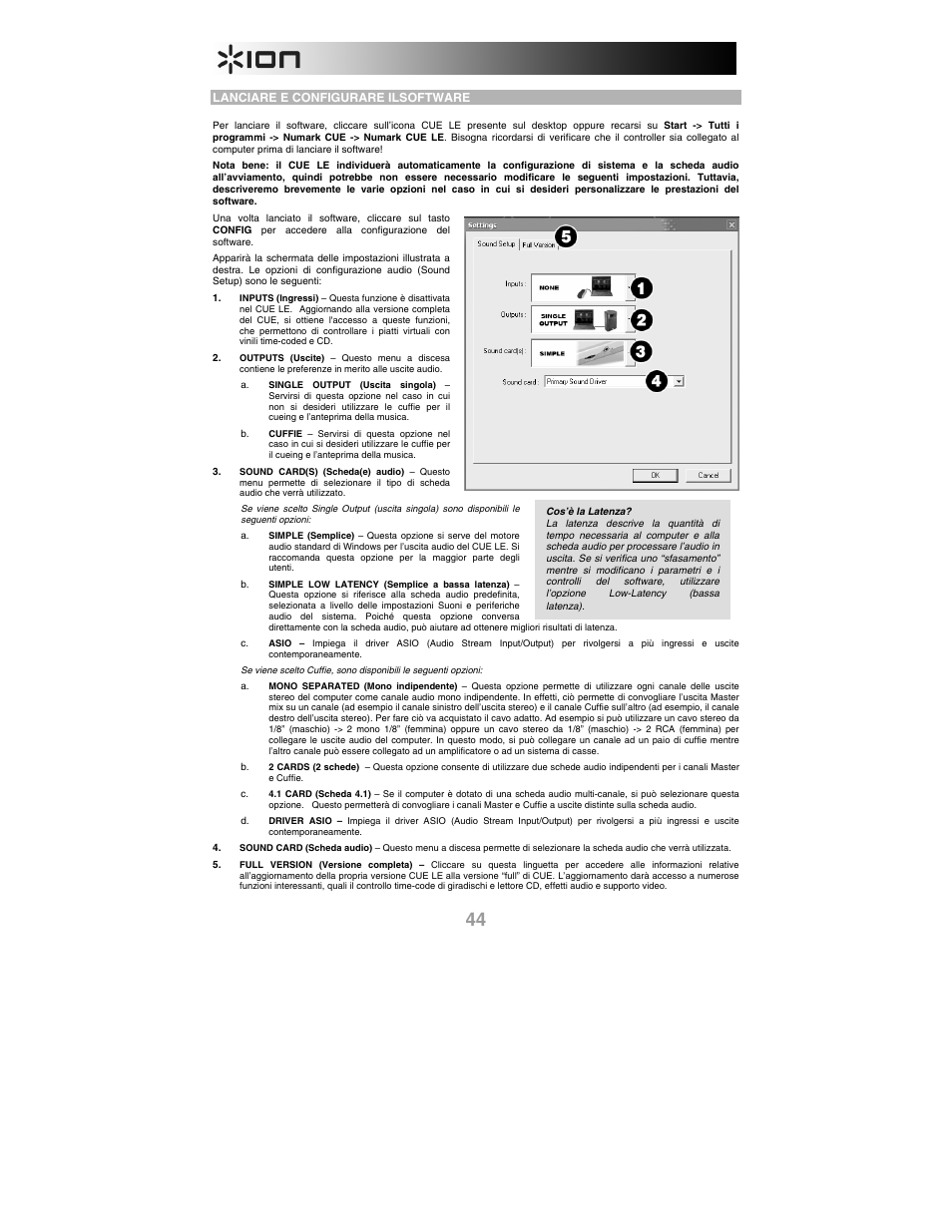 Lanciare e configurare ilsoftware | ION iCUE User Manual | Page 44 / 56