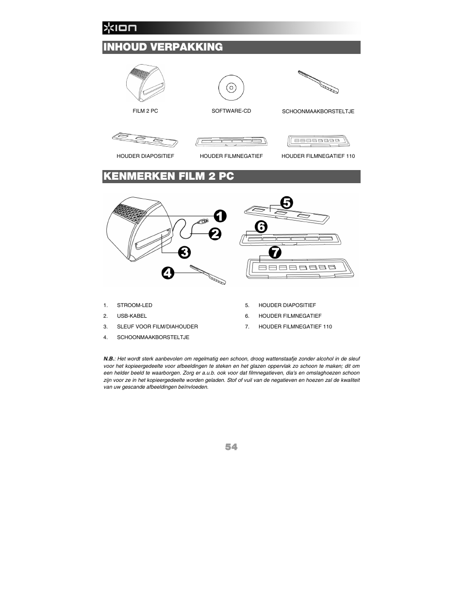 Inhoud verpakking, Kenmerken film 2 pc | ION FILM 2 PC User Manual | Page 54 / 64