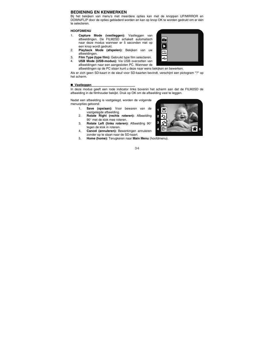 Bediening en kenmerken | ION Audio Film 2 SD (Black) User Manual | Page 36 / 40