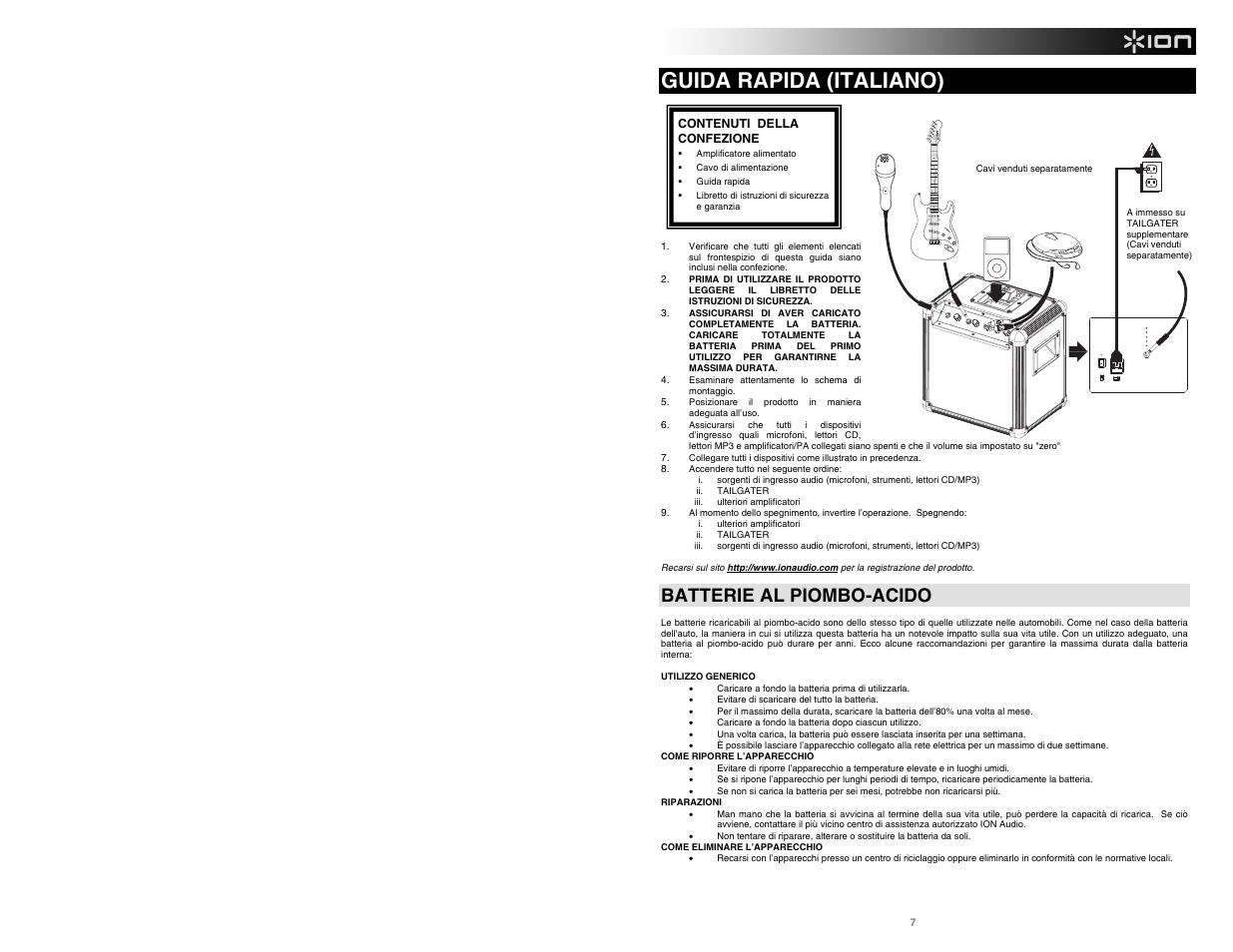 Guida rapida (italiano), Batterie al piombo-acido | ION Tailgater User Manual | Page 9 / 20