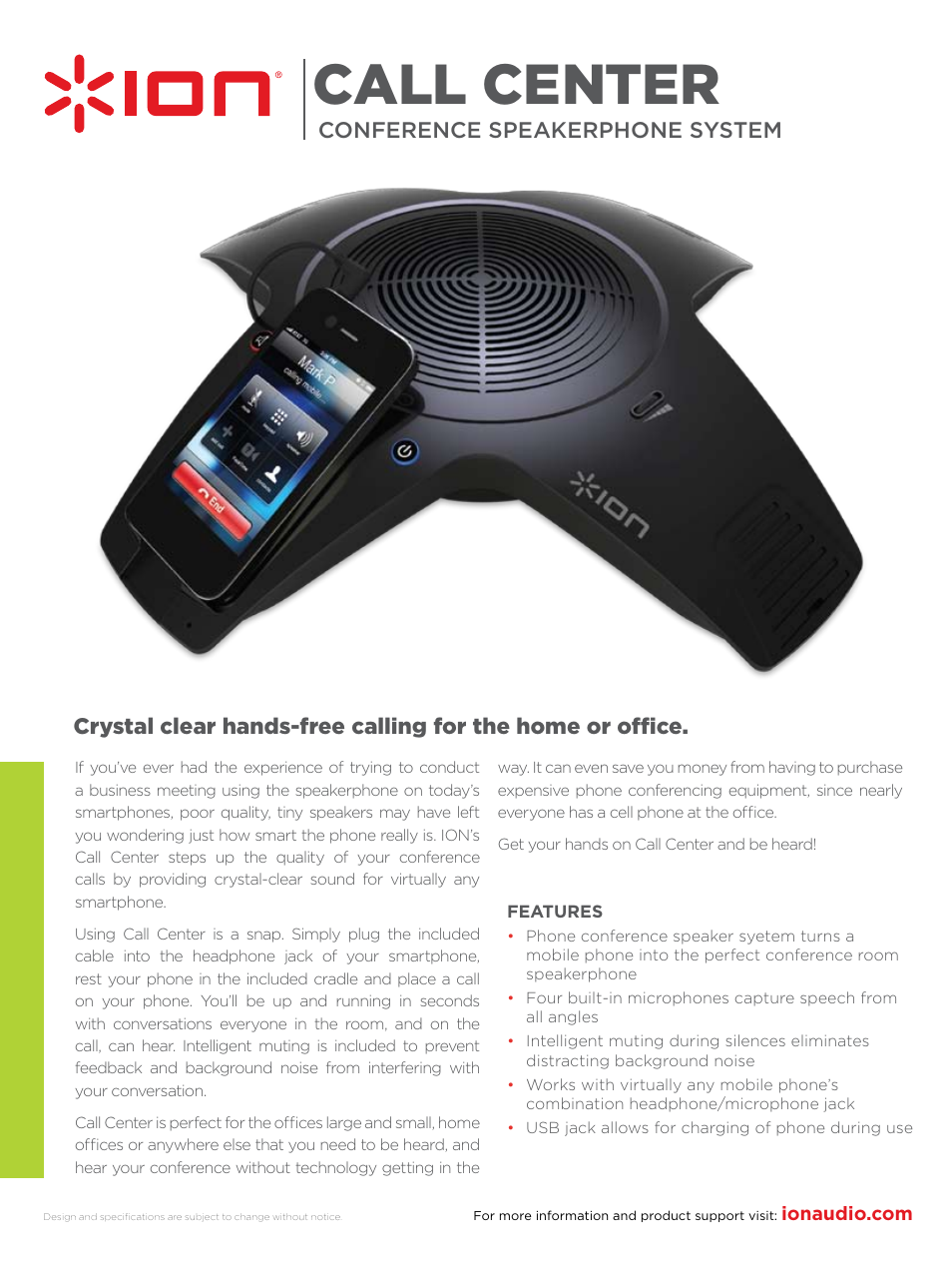 ION Call Center User Manual | 1 page