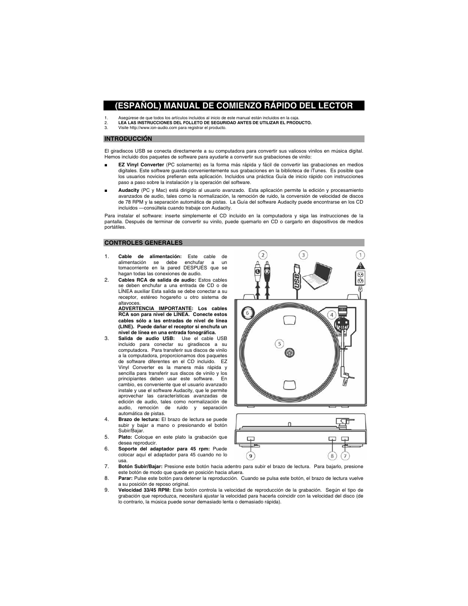 Español) manual de comienzo rápido del lector | ION TTUSB05 User Manual | Page 4 / 12