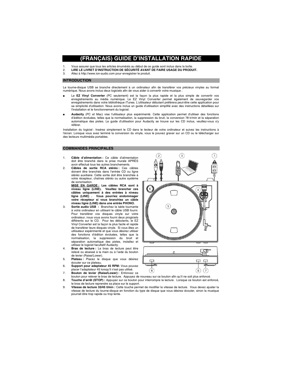 Français) guide d’installation rapide | ION TTUSB05 User Manual | Page 8 / 12