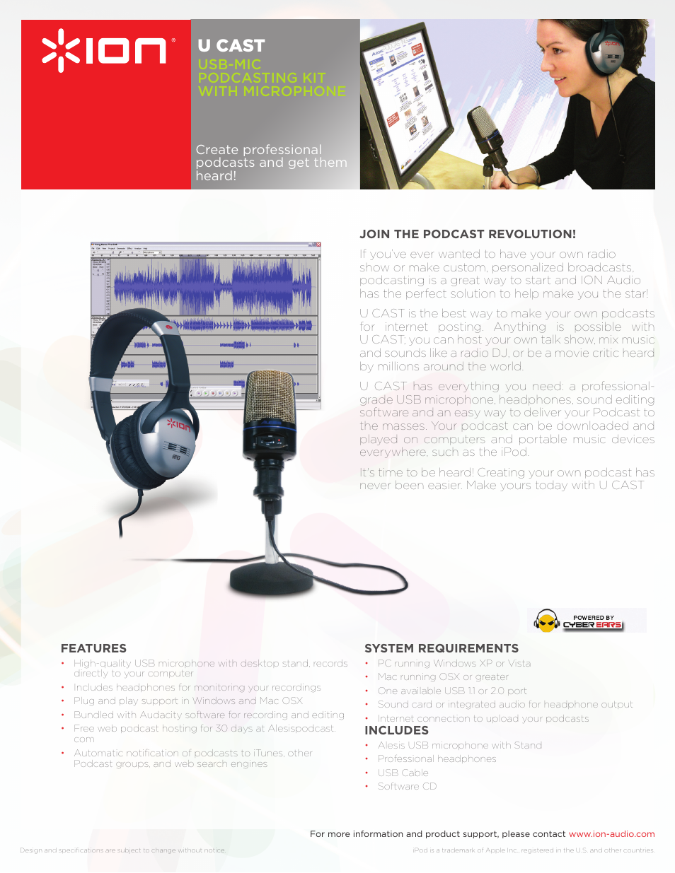 ION USB MIC Podcasting Kit With Microphone User Manual | 1 page