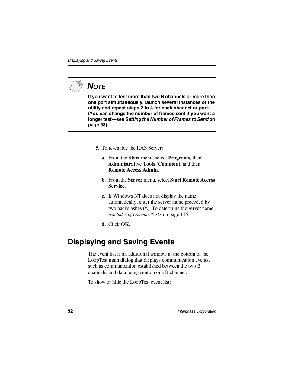 Displaying and saving events | Interphase Tech iSPAN 5535 PRI User Manual | Page 112 / 168