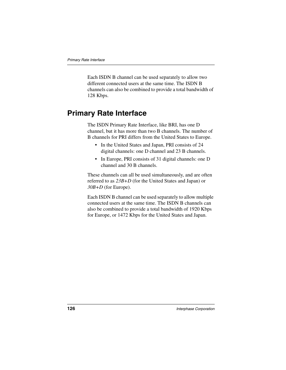 Primary rate interface | Interphase Tech iSPAN 5535 PRI User Manual | Page 146 / 168