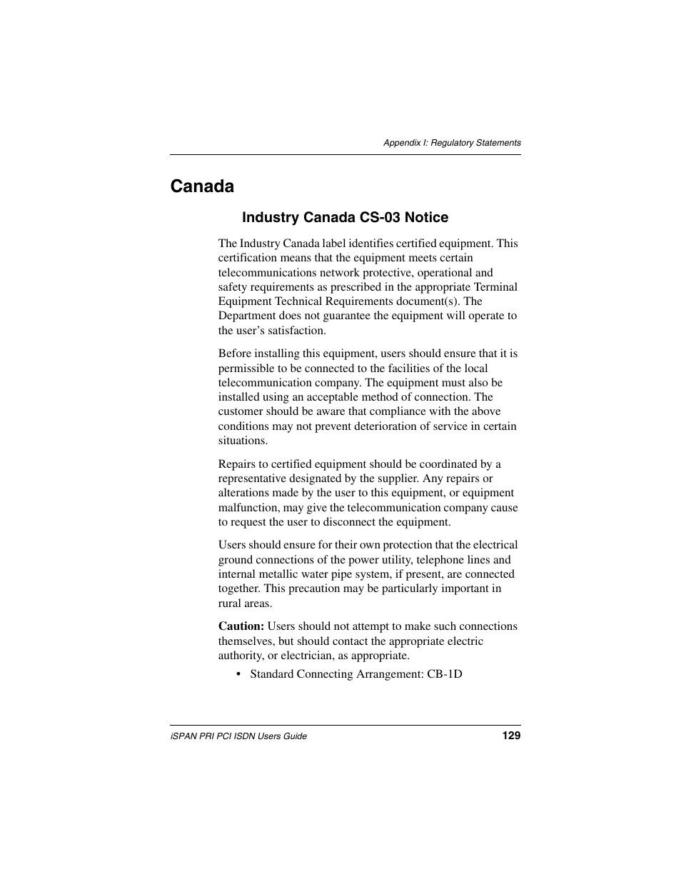 Canada | Interphase Tech iSPAN 5535 PRI User Manual | Page 149 / 168