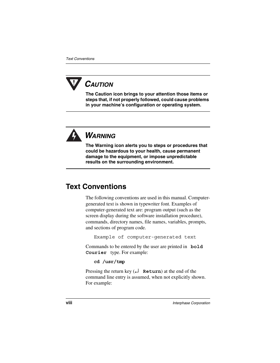 Text conventions | Interphase Tech iSPAN 5535 PRI User Manual | Page 18 / 168
