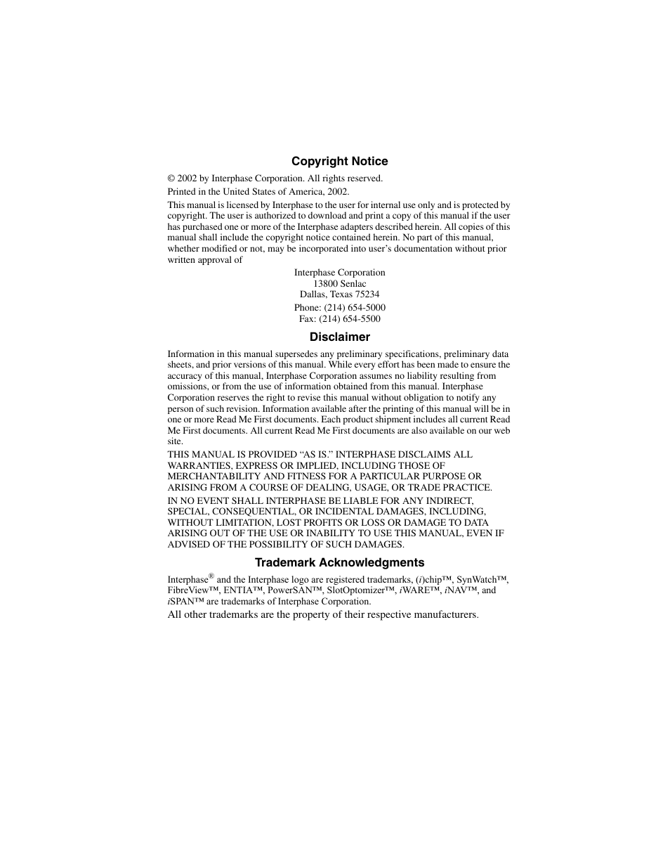 Interphase Tech iSPAN 5535 PRI User Manual | Page 3 / 168