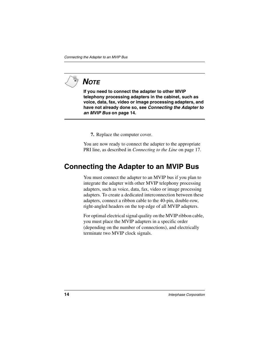 Connecting the adapter to an mvip bus | Interphase Tech iSPAN 5535 PRI User Manual | Page 34 / 168