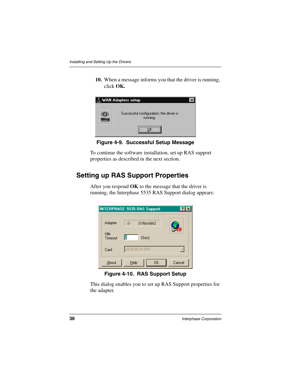 Setting up ras support properties | Interphase Tech iSPAN 5535 PRI User Manual | Page 56 / 168