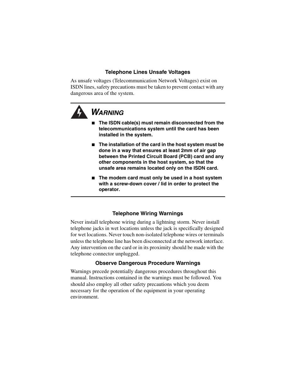 Arning | Interphase Tech iSPAN 5535 PRI User Manual | Page 6 / 168