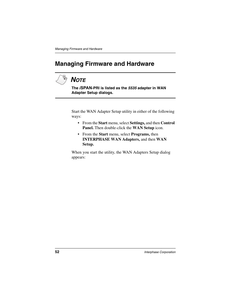 Managing firmware and hardware | Interphase Tech iSPAN 5535 PRI User Manual | Page 72 / 168