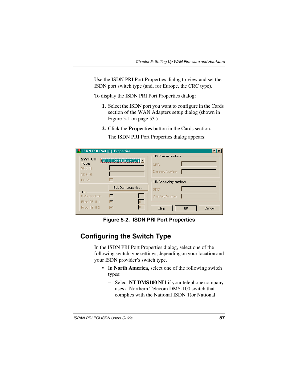 Configuring the switch type | Interphase Tech iSPAN 5535 PRI User Manual | Page 77 / 168