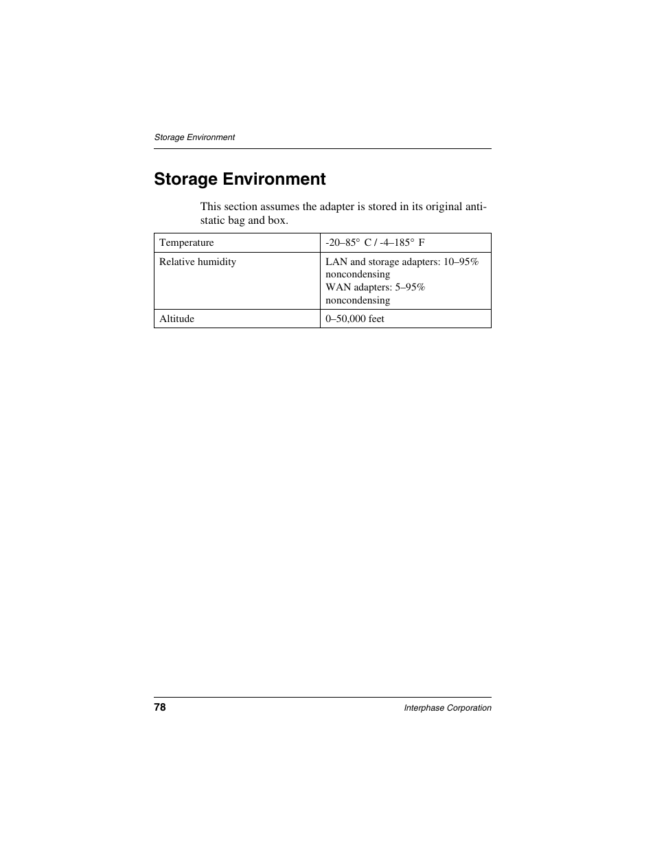 Storage environment | Interphase Tech iSPAN 5535 PRI User Manual | Page 98 / 168
