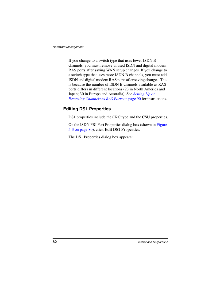 Editing ds1 properties | Interphase Tech RAS Communications Controller 5536 User Manual | Page 102 / 244