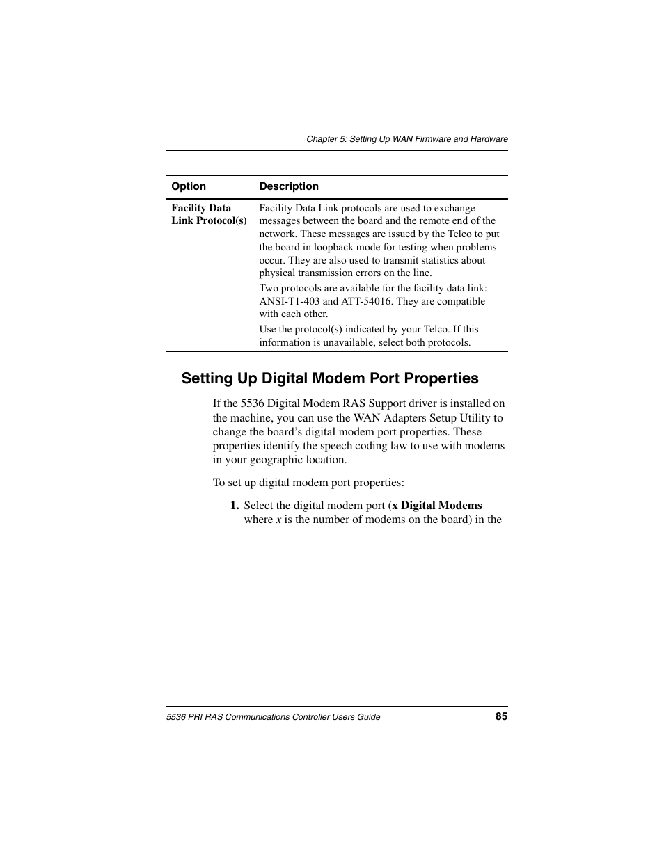 Setting up digital modem port properties | Interphase Tech RAS Communications Controller 5536 User Manual | Page 105 / 244