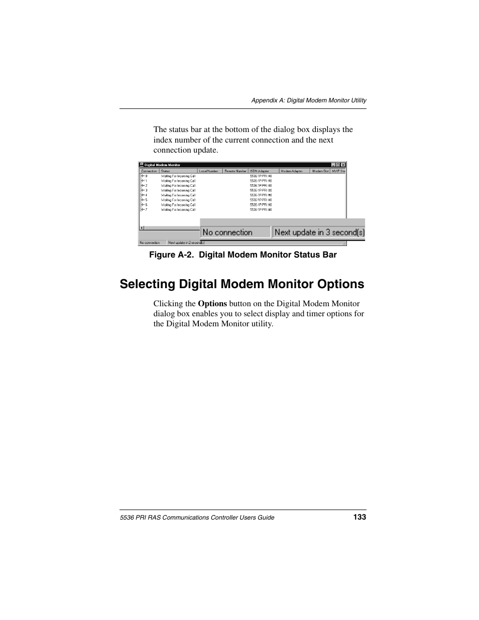 Selecting digital modem monitor options | Interphase Tech RAS Communications Controller 5536 User Manual | Page 153 / 244