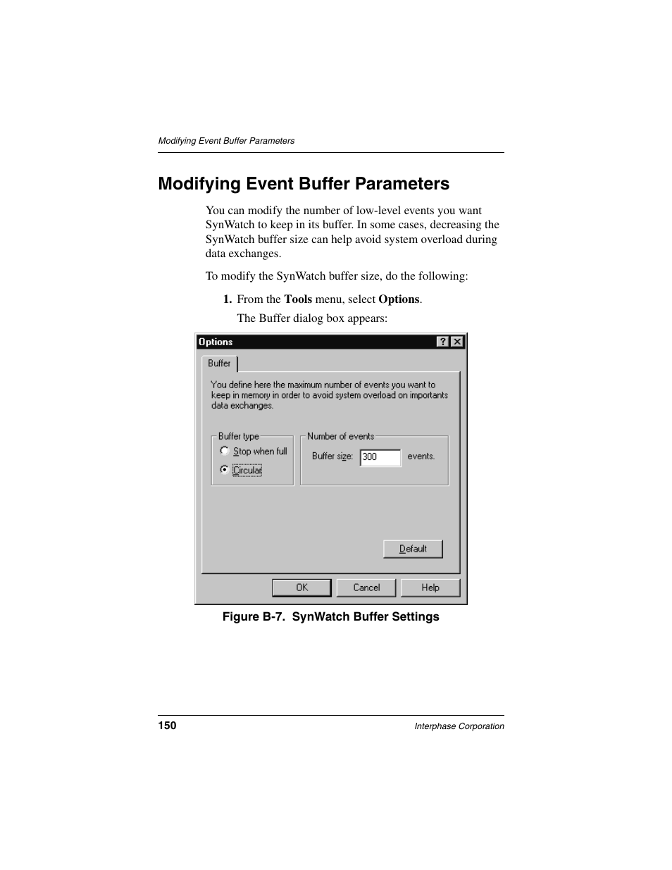 Modifying event buffer parameters | Interphase Tech RAS Communications Controller 5536 User Manual | Page 170 / 244