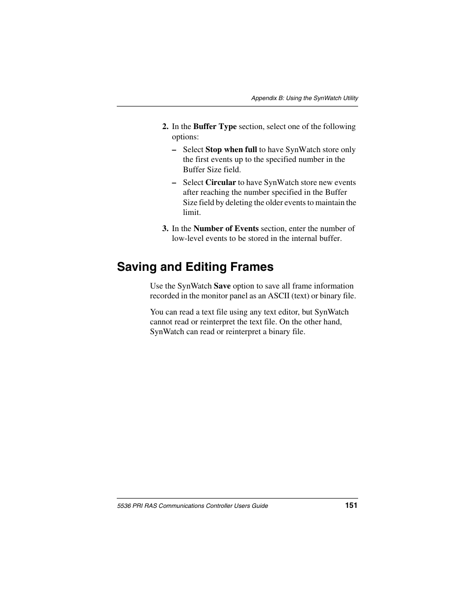 Saving and editing frames | Interphase Tech RAS Communications Controller 5536 User Manual | Page 171 / 244