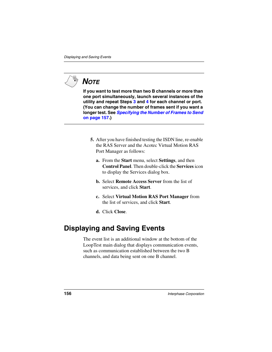 Displaying and saving events | Interphase Tech RAS Communications Controller 5536 User Manual | Page 176 / 244