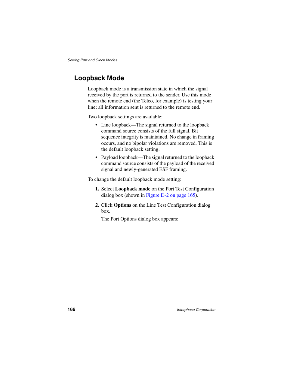 Loopback mode | Interphase Tech RAS Communications Controller 5536 User Manual | Page 186 / 244