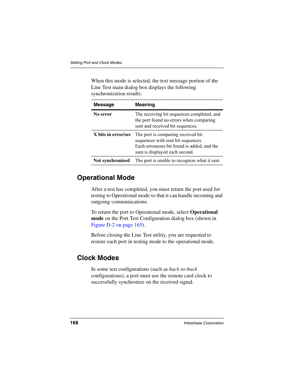Operational mode, Clock modes | Interphase Tech RAS Communications Controller 5536 User Manual | Page 188 / 244