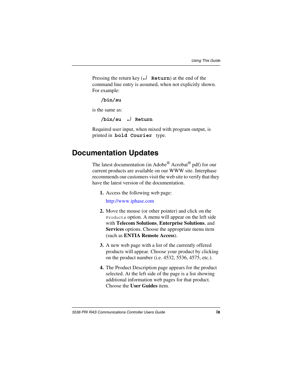 Documentation updates | Interphase Tech RAS Communications Controller 5536 User Manual | Page 19 / 244