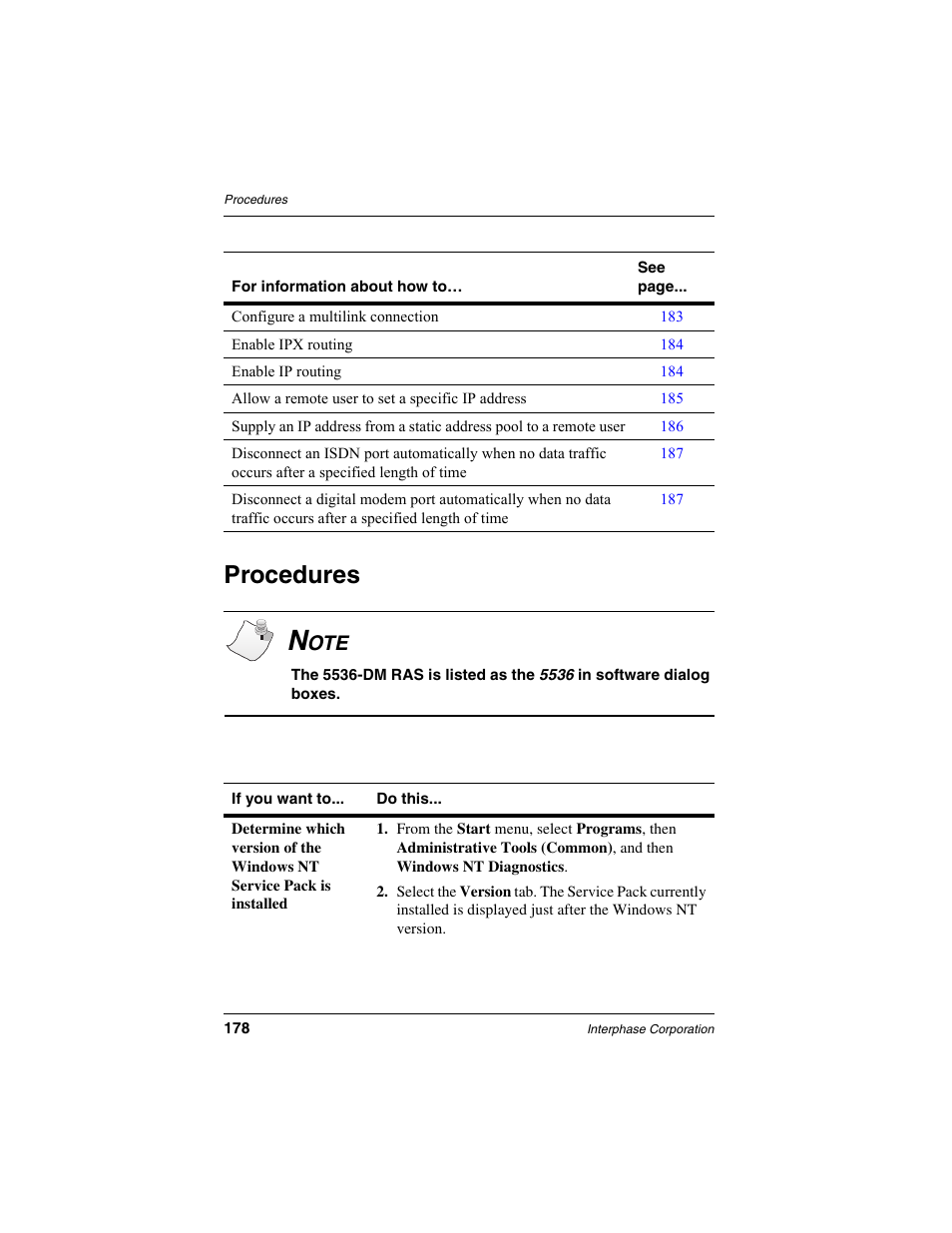 Procedures | Interphase Tech RAS Communications Controller 5536 User Manual | Page 198 / 244