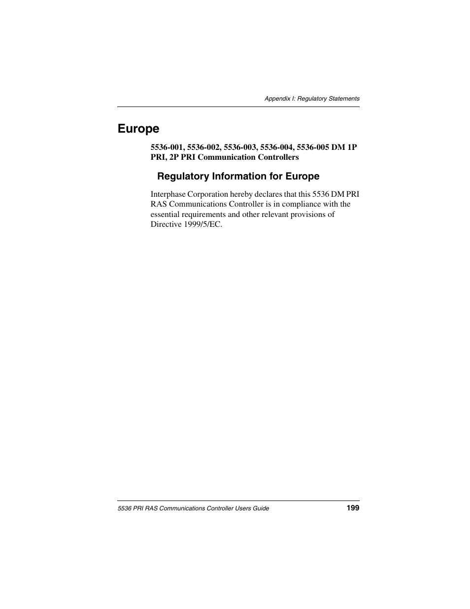 Europe | Interphase Tech RAS Communications Controller 5536 User Manual | Page 219 / 244