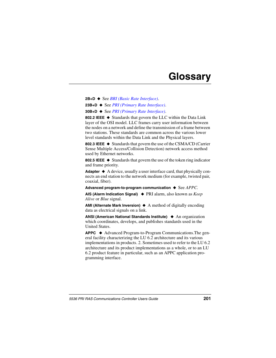 Glossary | Interphase Tech RAS Communications Controller 5536 User Manual | Page 221 / 244