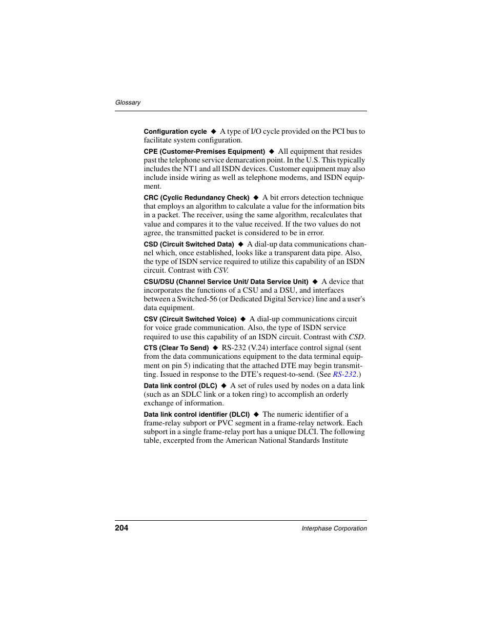Interphase Tech RAS Communications Controller 5536 User Manual | Page 224 / 244