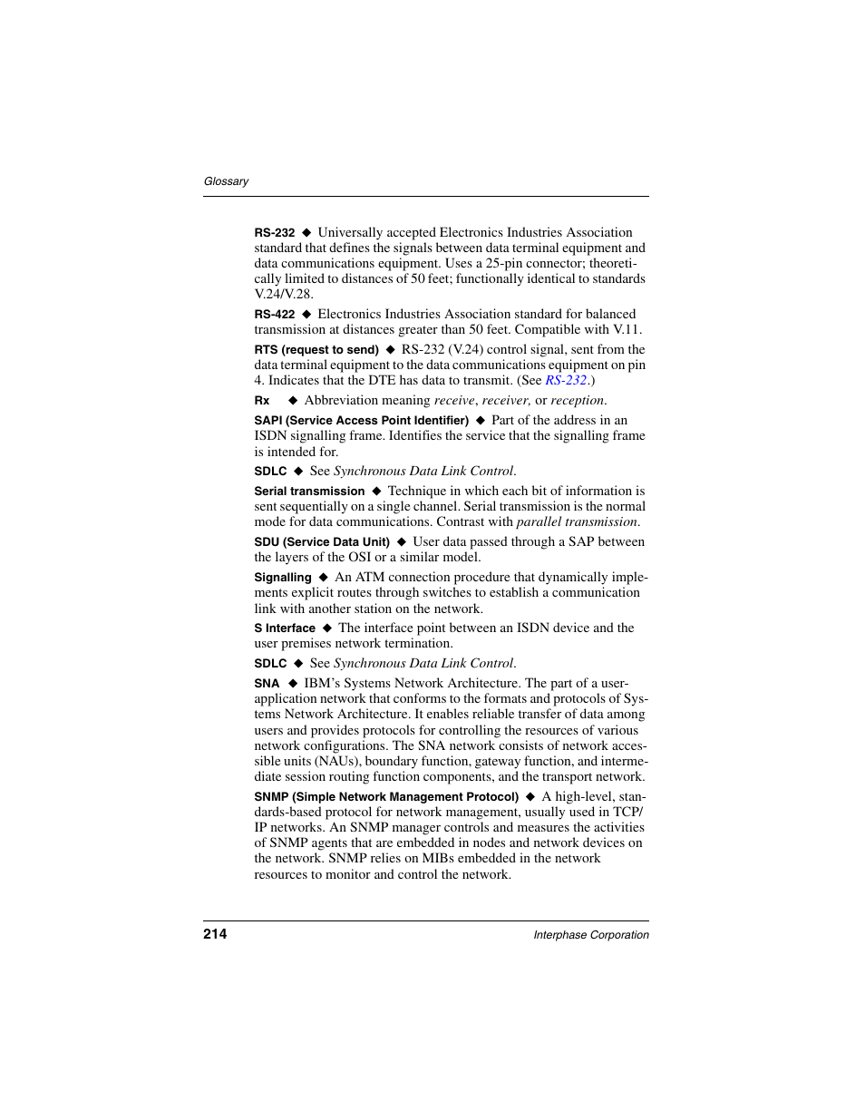 Rs-232 | Interphase Tech RAS Communications Controller 5536 User Manual | Page 234 / 244