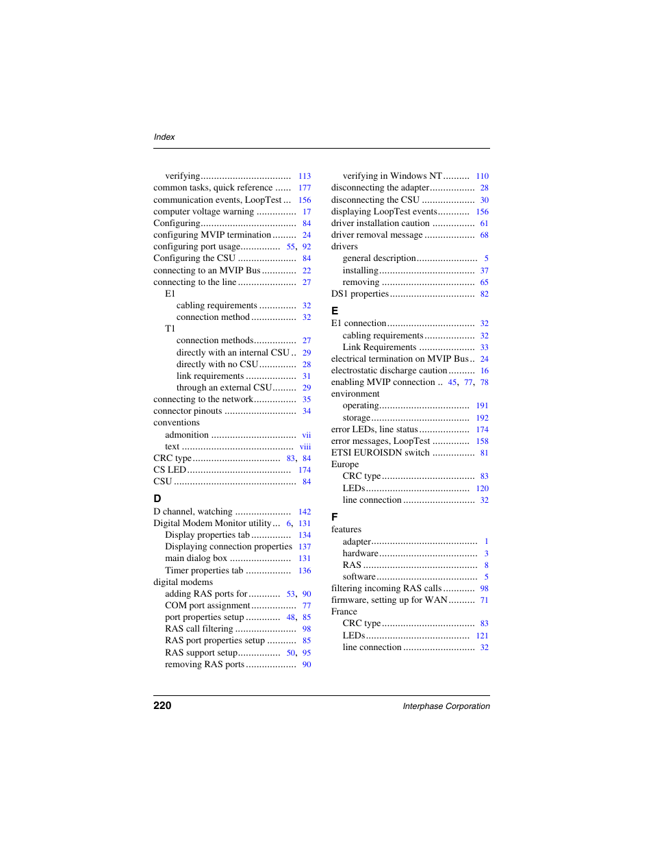 Interphase Tech RAS Communications Controller 5536 User Manual | Page 240 / 244
