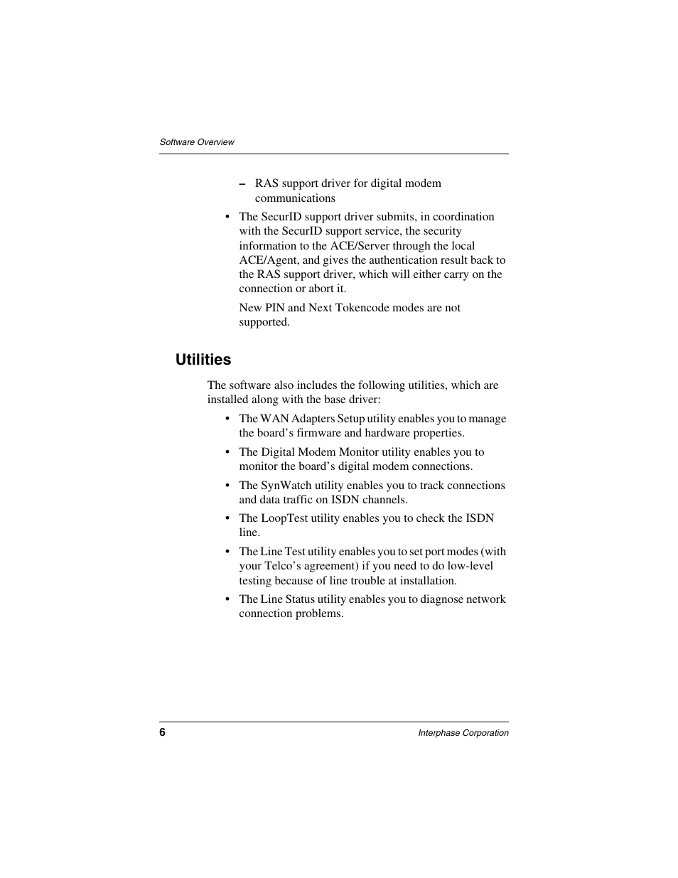 Utilities | Interphase Tech RAS Communications Controller 5536 User Manual | Page 26 / 244