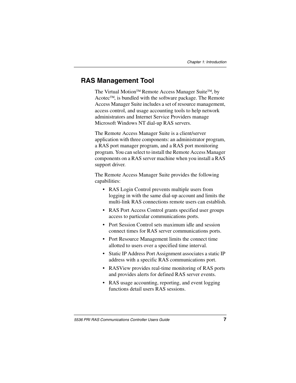 Ras management tool | Interphase Tech RAS Communications Controller 5536 User Manual | Page 27 / 244